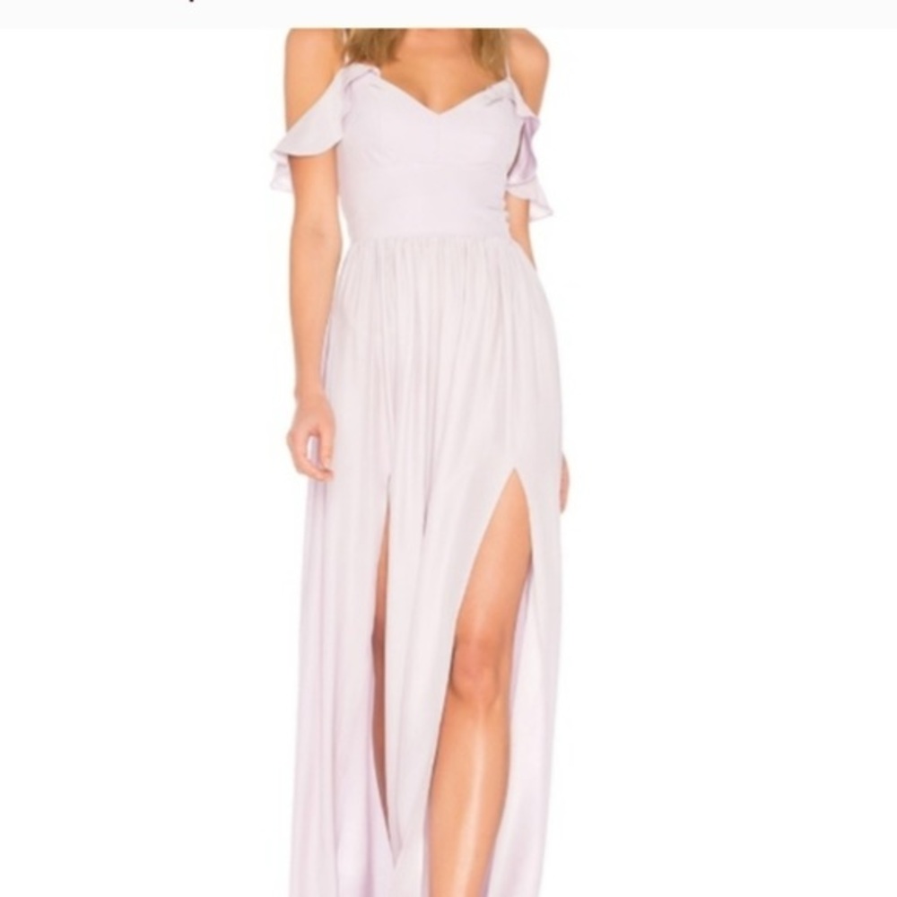 Amanda Uprichard Lilac Off-Shoulder Maxi Dress